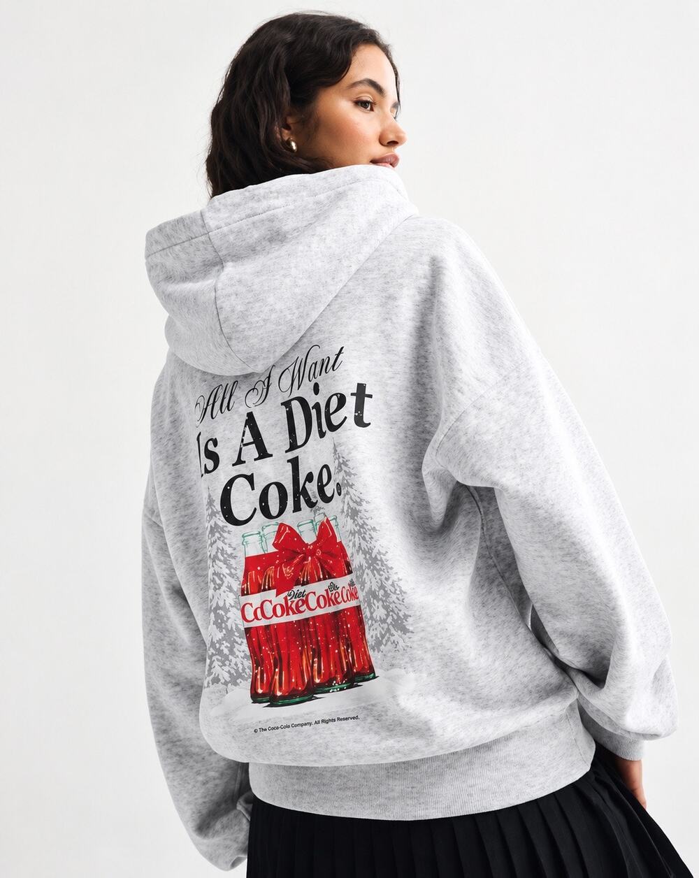 Abercrombie & Fitch Diet Coke Holiday Graphic Hoodie Gray Medium